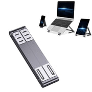 Supporto per laptop in metallo Supporto per computer pieghevole Mini staffa rialzata piatta, Gray, Silver