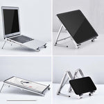 Supporto per laptop in metallo Supporto per computer pieghevole Mini staffa rialzata piatta, Gray, Silver