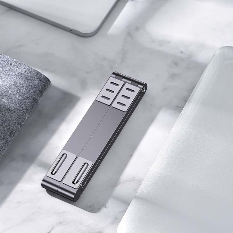 Supporto per laptop in metallo Supporto per computer pieghevole Mini staffa rialzata piatta, Gray, Silver