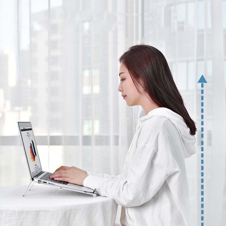 Supporto per laptop in metallo Supporto per computer pieghevole Mini staffa rialzata piatta, Gray, Silver