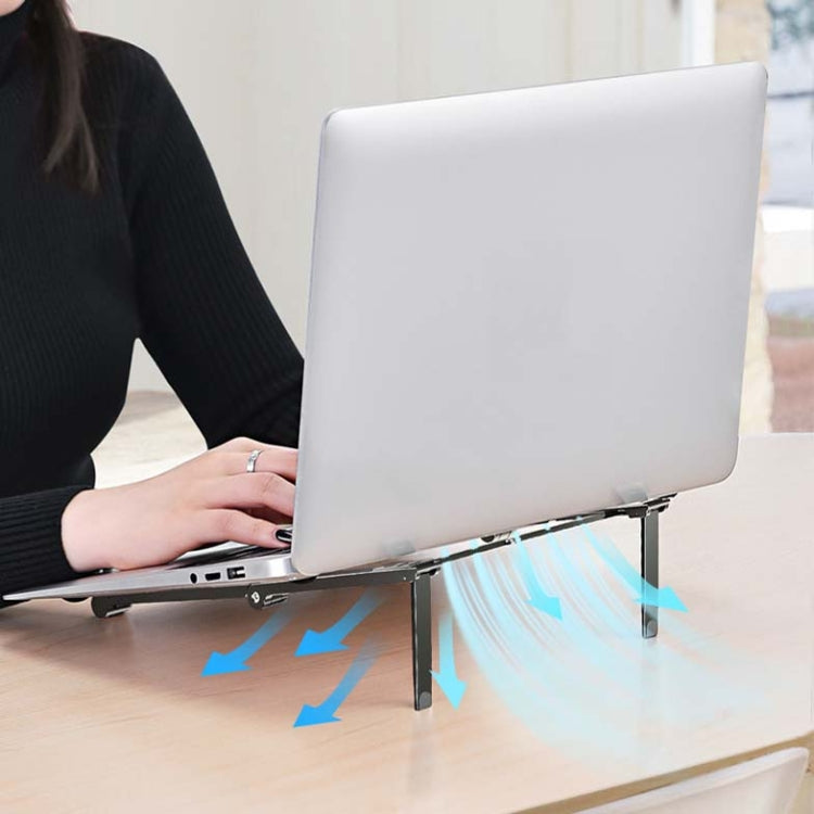 Supporto per laptop in metallo Supporto per computer pieghevole Mini staffa rialzata piatta, Gray, Silver