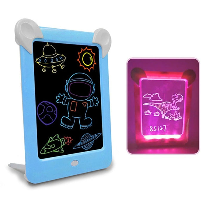 Tavolo da disegno luminoso a LED Lavagna elettronica fluorescente Lavagna per messaggi per pittura leggera per bambini, Blue, Pink