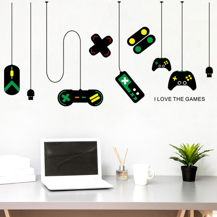 2 pezzi Console di gioco Maniglia di gioco Adesivi murali lampadario Internet Cafe Studio Adesivo per sfondo scrivania computer