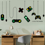 2 pezzi Console di gioco Maniglia di gioco Adesivi murali lampadario Internet Cafe Studio Adesivo per sfondo scrivania computer