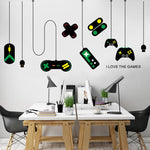 2 pezzi Console di gioco Maniglia di gioco Adesivi murali lampadario Internet Cafe Studio Adesivo per sfondo scrivania computer