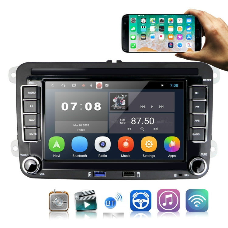 Adatto per Volkswagen Lettore multimediale per auto da 7 pollici Navigazione Bluetooth Macchina per retromarcia integrata Android 10.0, 1+16G, 2+16G, 2+32G
