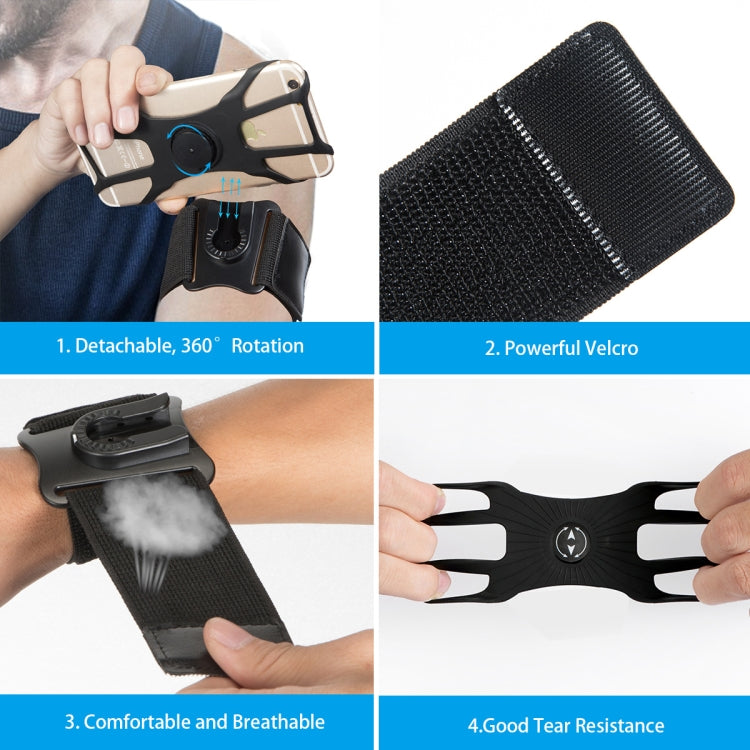 Custodia per cellulare sportiva con cinturino girevole staccabile adatta per telefoni cellulari da 4,5-7 pollici, 2 In 1