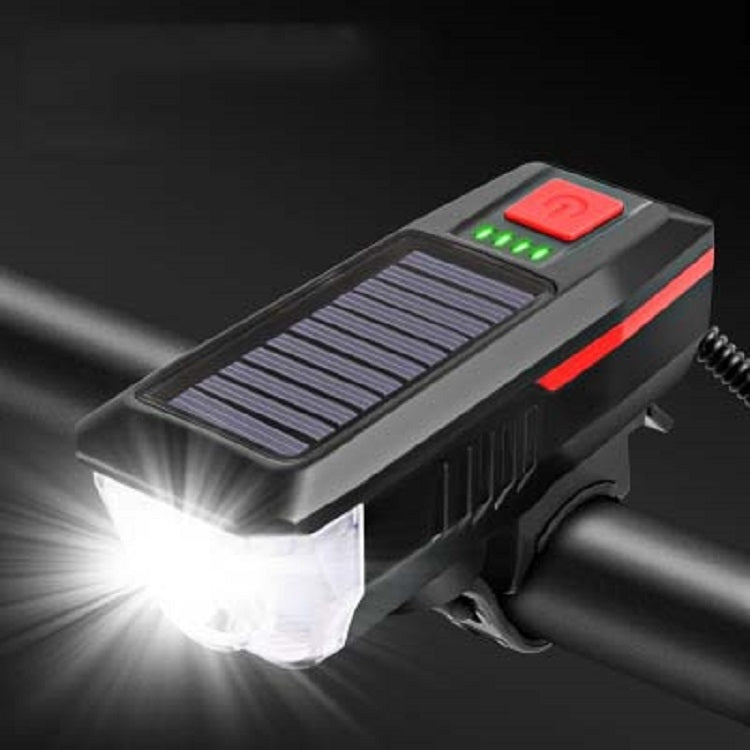 Faro solare per bicicletta, luce per clacson, guida notturna, faro di ricarica USB, attrezzatura per torcia abbagliante per bicicletta, Red, Green, Blue, Orange