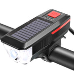 Faro solare per bicicletta, luce per clacson, guida notturna, faro di ricarica USB, attrezzatura per torcia abbagliante per bicicletta, Red, Green, Blue, Orange