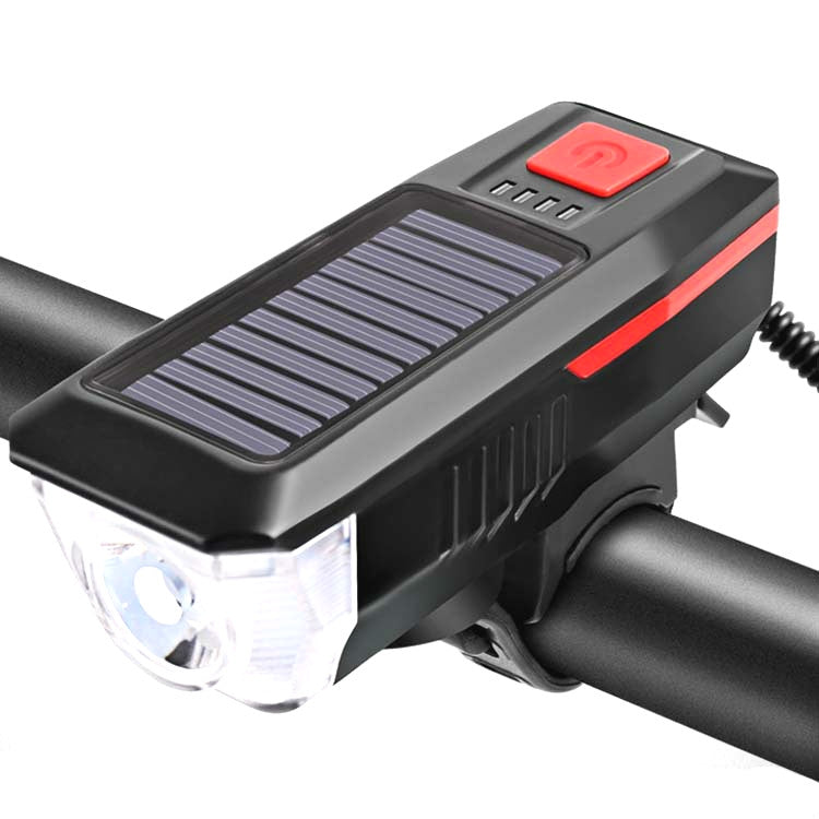 Faro solare per bicicletta, luce per clacson, guida notturna, faro di ricarica USB, attrezzatura per torcia abbagliante per bicicletta, Red, Green, Blue, Orange