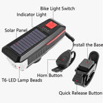 Faro solare per bicicletta, luce per clacson, guida notturna, faro di ricarica USB, attrezzatura per torcia abbagliante per bicicletta, Red, Green, Blue, Orange