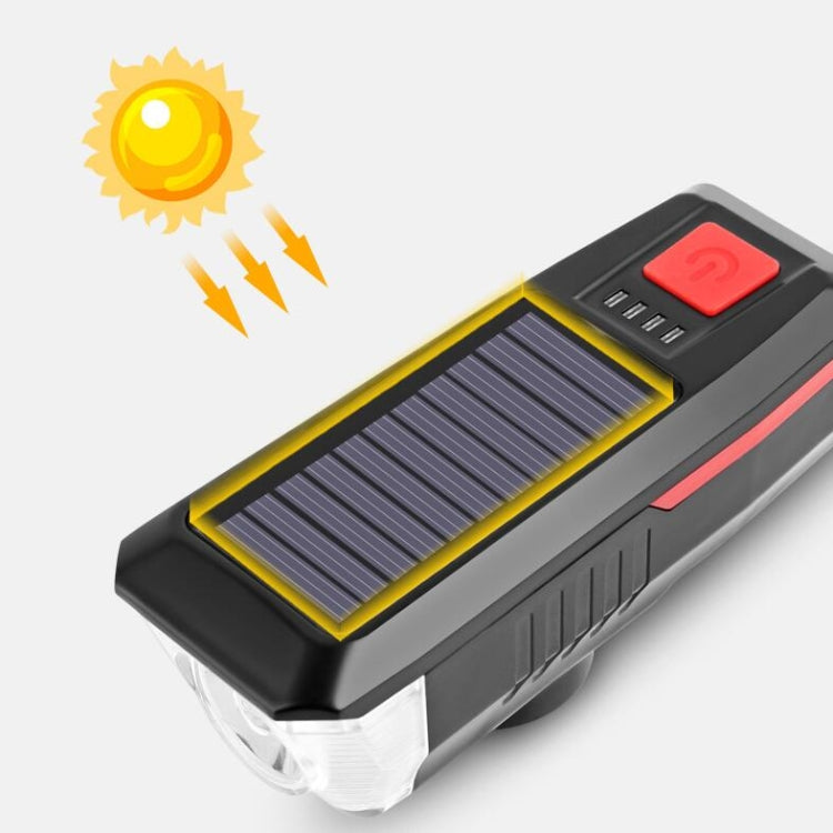Faro solare per bicicletta, luce per clacson, guida notturna, faro di ricarica USB, attrezzatura per torcia abbagliante per bicicletta, Red, Green, Blue, Orange