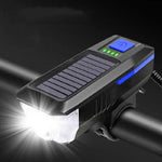 Faro solare per bicicletta, luce per clacson, guida notturna, faro di ricarica USB, attrezzatura per torcia abbagliante per bicicletta, Red, Green, Blue, Orange
