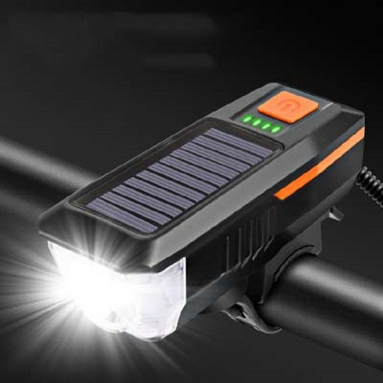 Faro solare per bicicletta, luce per clacson, guida notturna, faro di ricarica USB, attrezzatura per torcia abbagliante per bicicletta, Red, Green, Blue, Orange