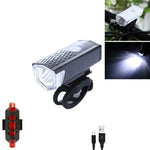 Attrezzatura da ciclismo per illuminazione faro di ricarica USB per bicicletta, 2255 Light (White), 2255 Light+Ruby Taillight (White), 2255 Light+928 Red Taillight (White), 2255 Light+928 Red Taillight (Black)