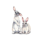 3 adesivi murali rimovibili per la decorazione della casa con due conigli, Two Rabbits