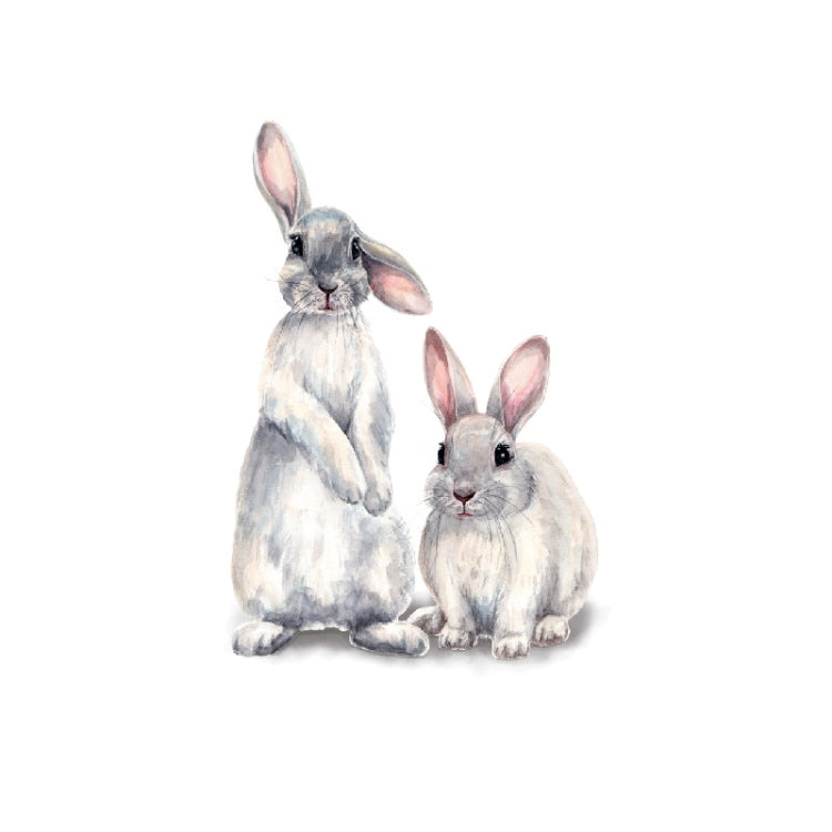 3 adesivi murali rimovibili per la decorazione della casa con due conigli, Two Rabbits