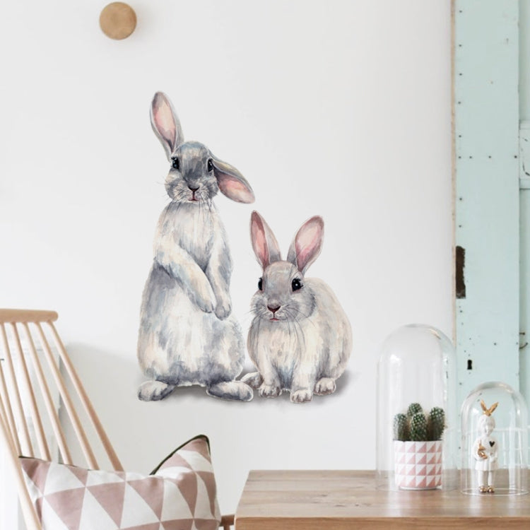 3 adesivi murali rimovibili per la decorazione della casa con due conigli, Two Rabbits