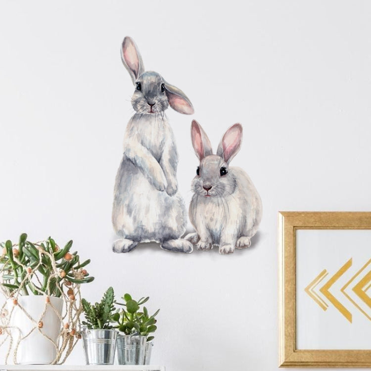 3 adesivi murali rimovibili per la decorazione della casa con due conigli, Two Rabbits