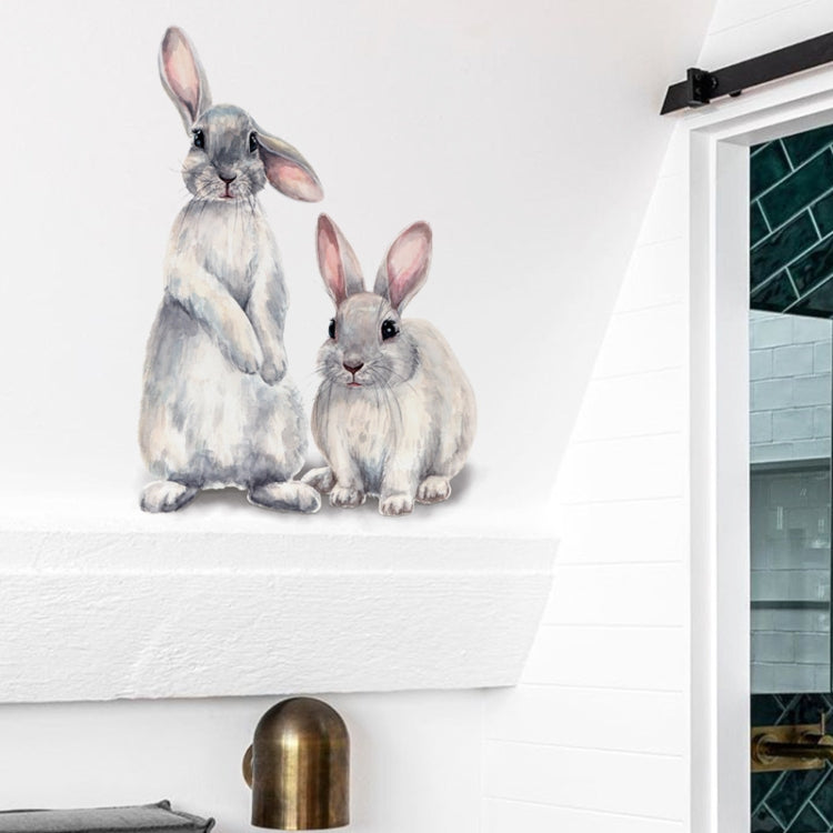 3 adesivi murali rimovibili per la decorazione della casa con due conigli, Two Rabbits