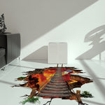 2 adesivi per pavimenti rimovibili in PVC 3D Flame Mountain Cable Bridge, 3D Flame Mountain Cable Bridge