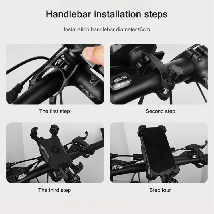 Il supporto per telefono cellulare per bicicletta elettrica può essere ruotato di 360 gradi Supporto per telefono cellulare Staffa di regolazione a quattro vie per moto, Handlebars, Rearview Mirrors