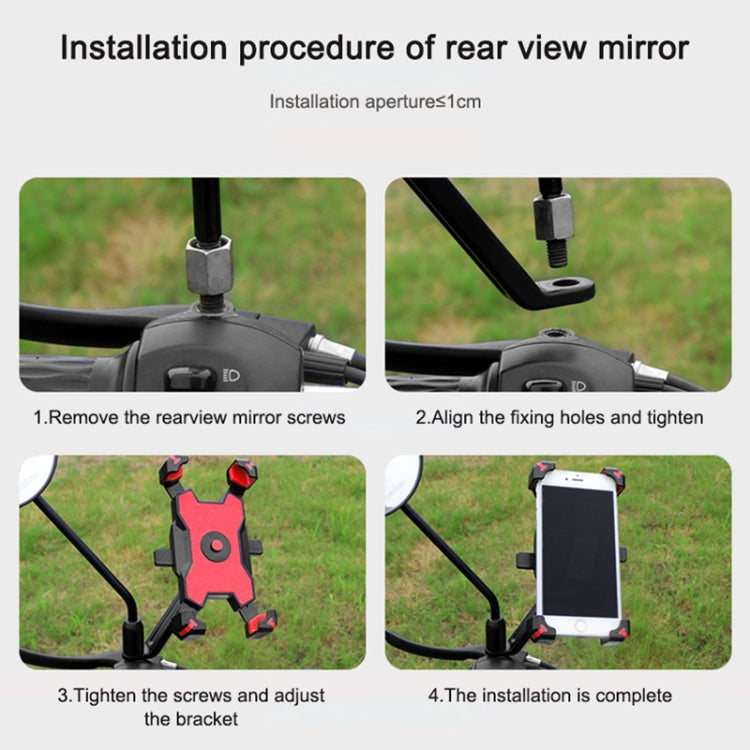 Il supporto per telefono cellulare per bicicletta elettrica può essere ruotato di 360 gradi Supporto per telefono cellulare Staffa di regolazione a quattro vie per moto, Handlebars, Rearview Mirrors