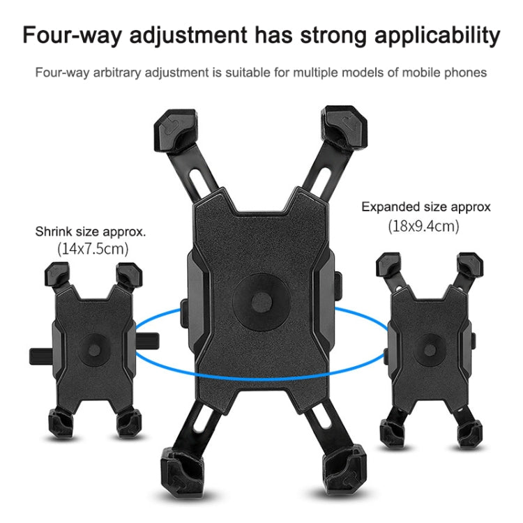 Il supporto per telefono cellulare per bicicletta elettrica può essere ruotato di 360 gradi Supporto per telefono cellulare Staffa di regolazione a quattro vie per moto, Handlebars, Rearview Mirrors