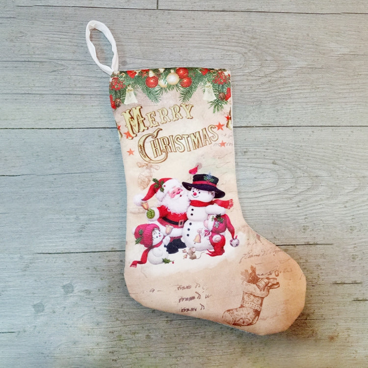 Borsa regalo con decorazione natalizia con ciondolo calze di Natale da 3 pezzi, Old Man Snowman, Snowman, Deer