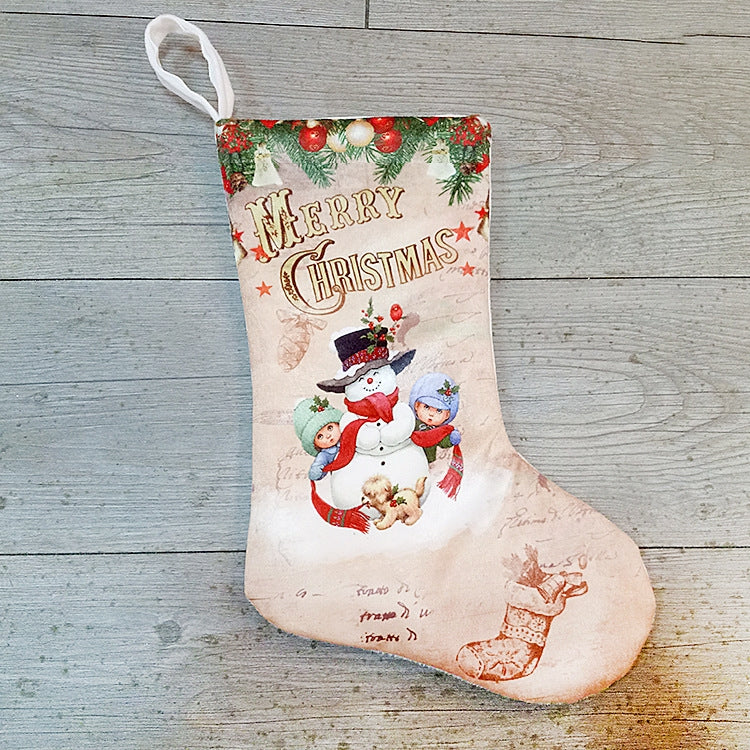 Borsa regalo con decorazione natalizia con ciondolo calze di Natale da 3 pezzi, Old Man Snowman, Snowman, Deer