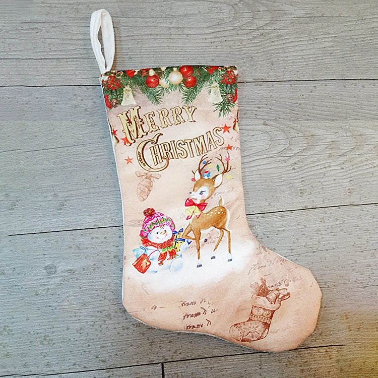 Borsa regalo con decorazione natalizia con ciondolo calze di Natale da 3 pezzi, Old Man Snowman, Snowman, Deer