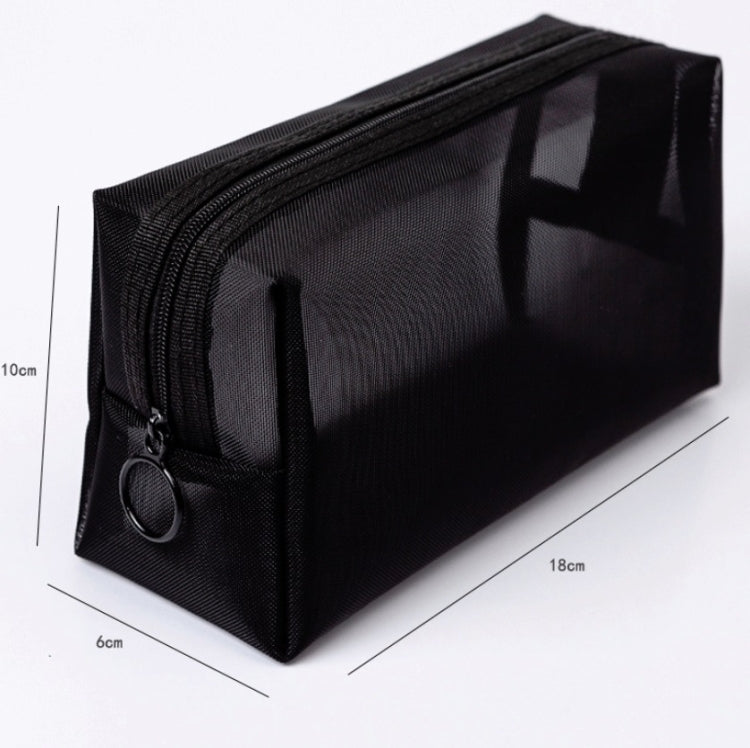 Borsa per cosmetici in rete nera trasparente Borsa per cosmetici da viaggio in tre pezzi di grande capacità, Three-piece Storage Bag