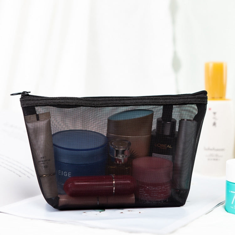 Borsa per cosmetici in rete nera trasparente Borsa per cosmetici da viaggio in tre pezzi di grande capacità, Three-piece Storage Bag