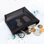 Borsa per cosmetici in rete nera trasparente Borsa per cosmetici da viaggio in tre pezzi di grande capacità, Three-piece Storage Bag