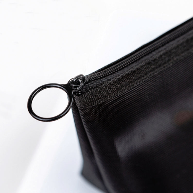 Borsa per cosmetici in rete nera trasparente Borsa per cosmetici da viaggio in tre pezzi di grande capacità, Three-piece Storage Bag
