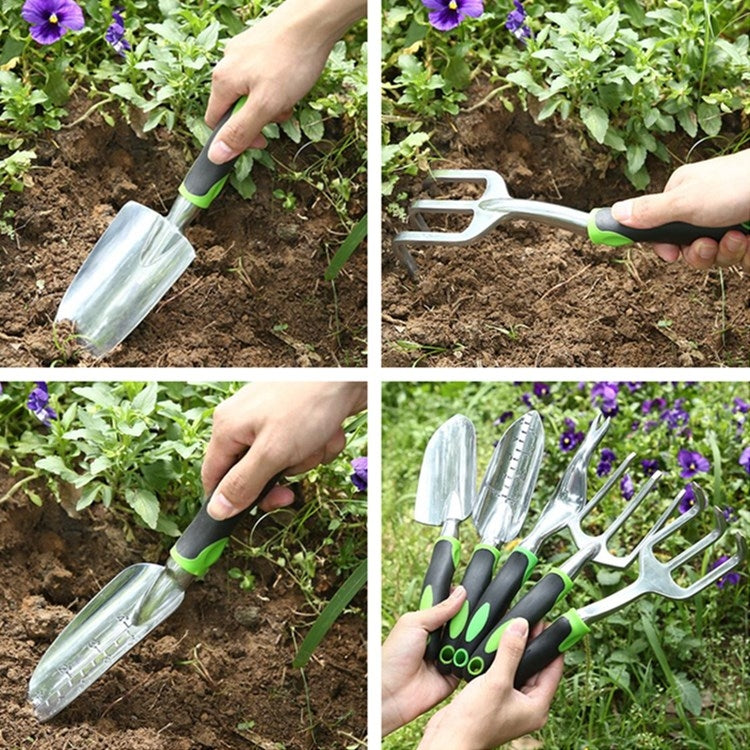 Strumento per l'orto da giardino in lega di alluminio Strumento per il mare, Wide Shovel, Scale Shovel, Three-tooth Shovel, Three-tooth Rake, Weed Puller, 4 PCS / Set, 5 PCS / Set