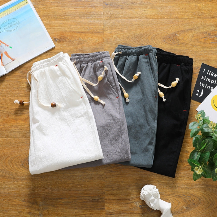 Pantaloncini a cinque punti casual in lino di cotone sciolto, XXXL