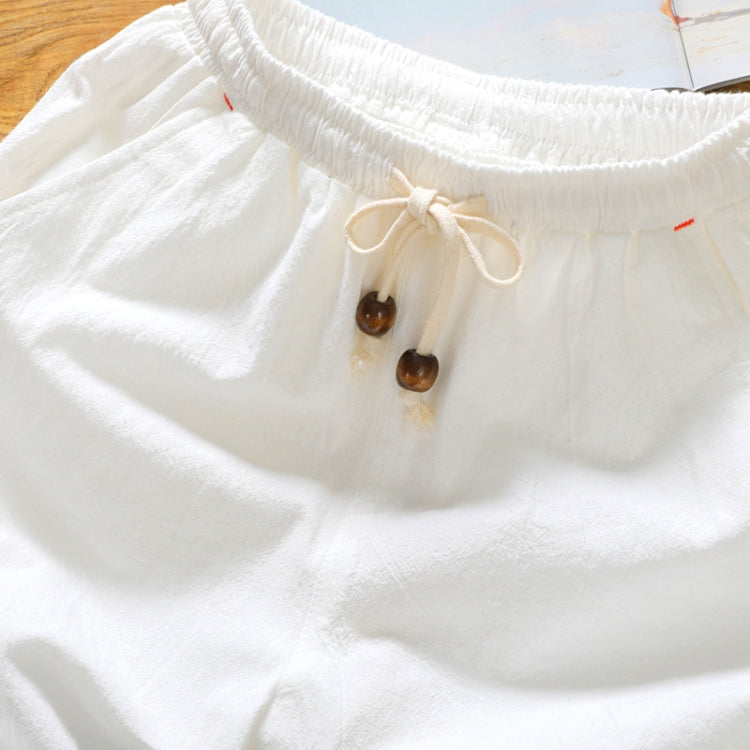 Pantaloncini a cinque punti casual in lino di cotone sciolto, XXXL