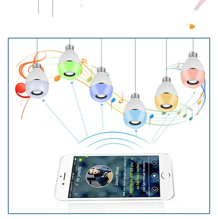 Lampadina musicale a LED E27 Luce sveglia con telecomando colorato intelligente, APP Multi-link Music Light, APP+Remote Control