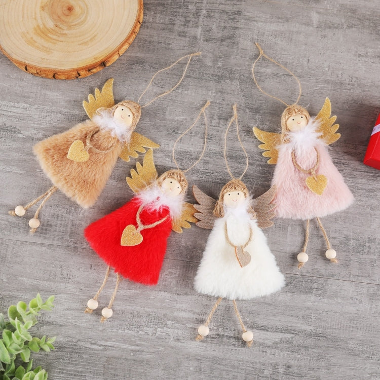 Ciondolo per decorazione natalizia da 4 pezzi, amore, peluche, piuma, angelo, albero di Natale