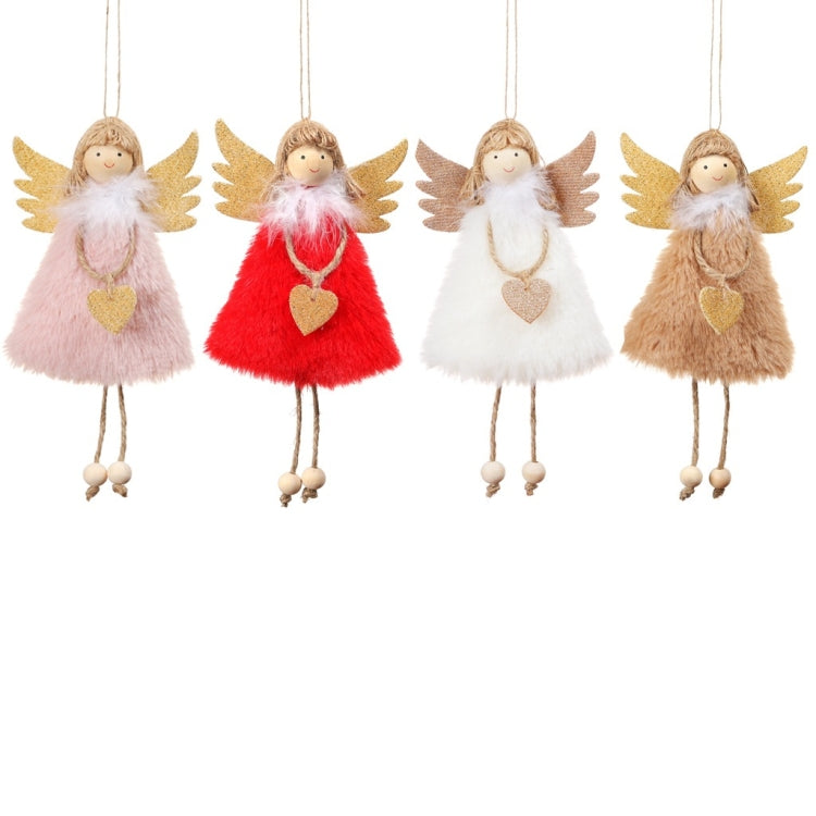 Ciondolo per decorazione natalizia da 4 pezzi, amore, peluche, piuma, angelo, albero di Natale
