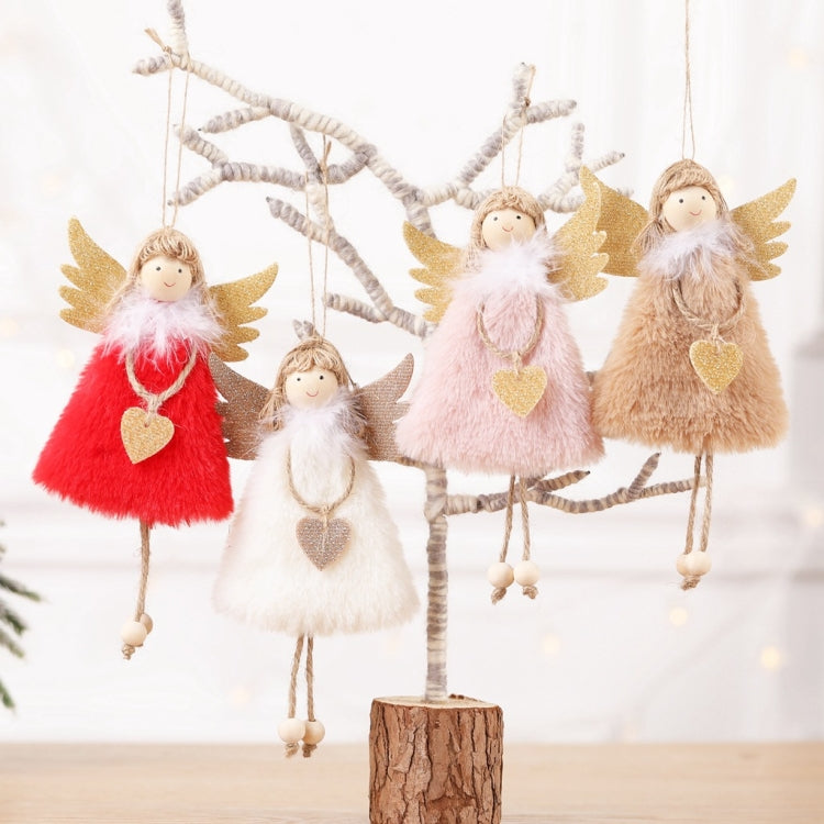Ciondolo per decorazione natalizia da 4 pezzi, amore, peluche, piuma, angelo, albero di Natale