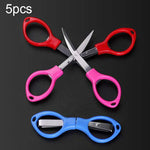 Attrezzatura da pesca pieghevole in acciaio inossidabile con forbici speciali da pesca da 10 pezzi, Plastic Handle Color Random Delivery, Metal Handle Color Random Delivery