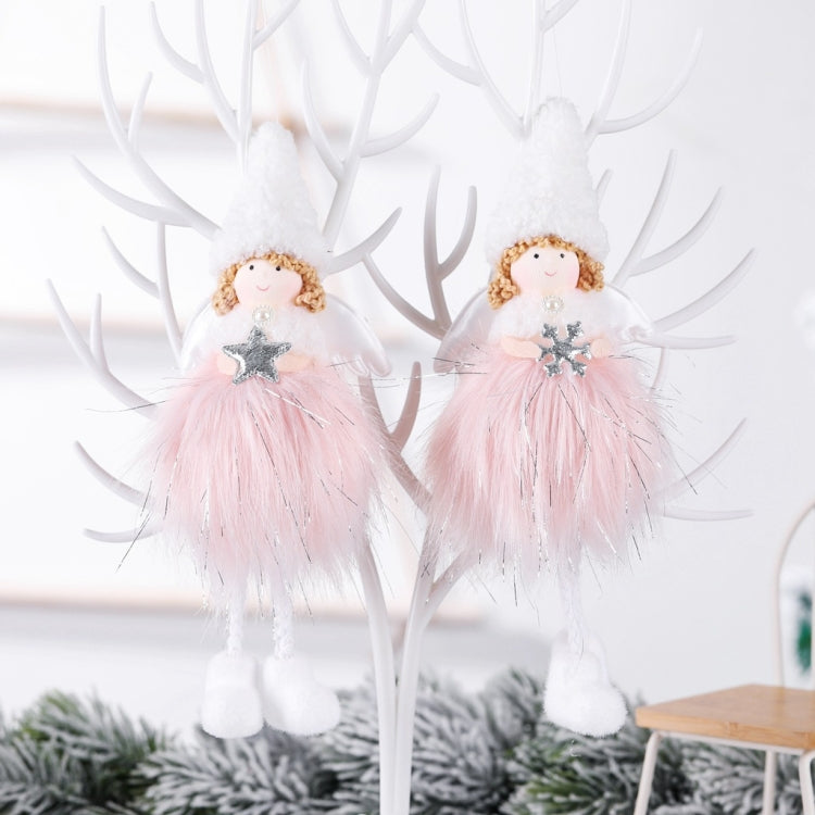 3 pezzi di decorazione natalizia in peluche con ciondolo a forma di angelo, albero di Natale, regalo, Snowflake Angel, Five Star Angel