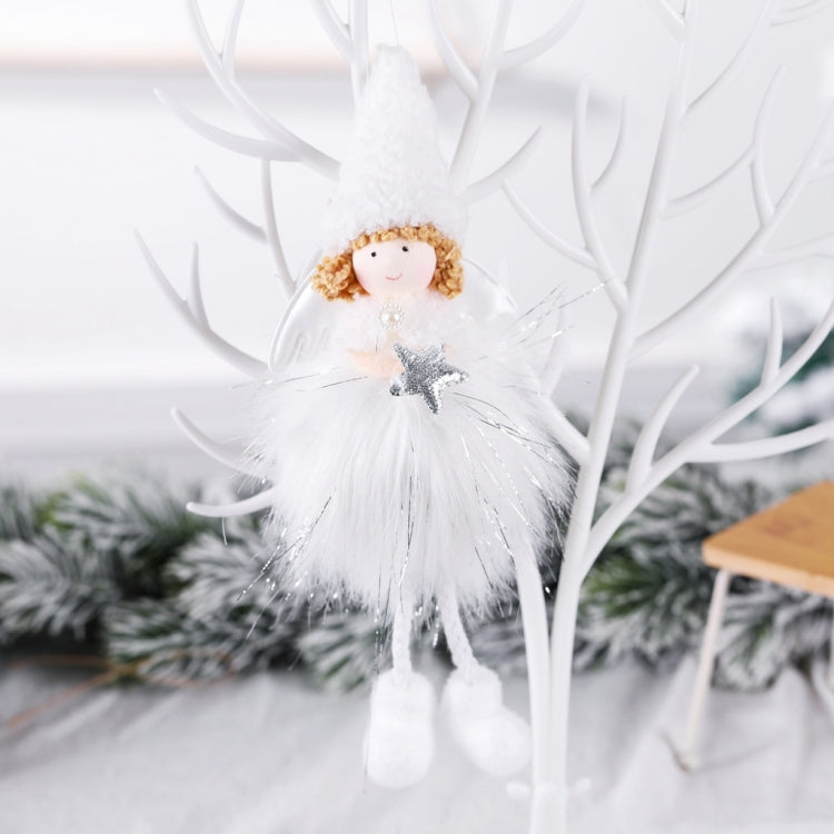 3 pezzi di decorazione natalizia in peluche con ciondolo a forma di angelo, albero di Natale, regalo, Snowflake Angel, Five Star Angel