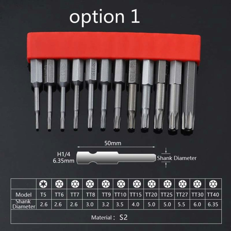 12 pezzi/set di punte per cacciavite con cacciavite elettrico magnetico in acciaio legato S2, 1, 2, 3, 4, 5, 6, 7, 8, 9, 10, 11, 12, 13