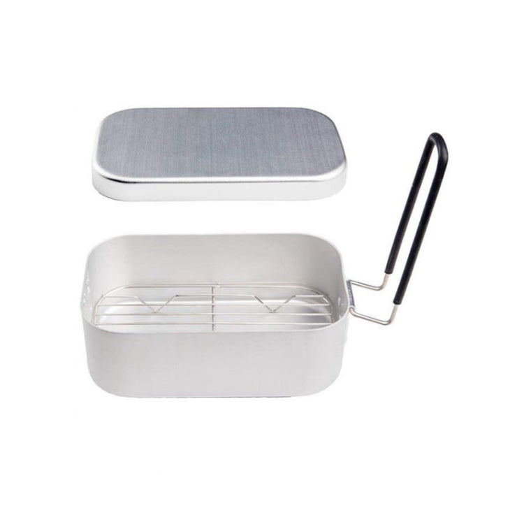 Scatola da pranzo da campeggio da viaggio all'aperto Scatola da pranzo portatile pieghevole in alluminio Scatola da pranzo retrò piccola, Small Regular Lunch Box, Lunch Box And Steaming Rack, Lunch Box And Steaming Rack And Folding Stove