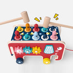 Carrello elefante in legno a percussione per bambini