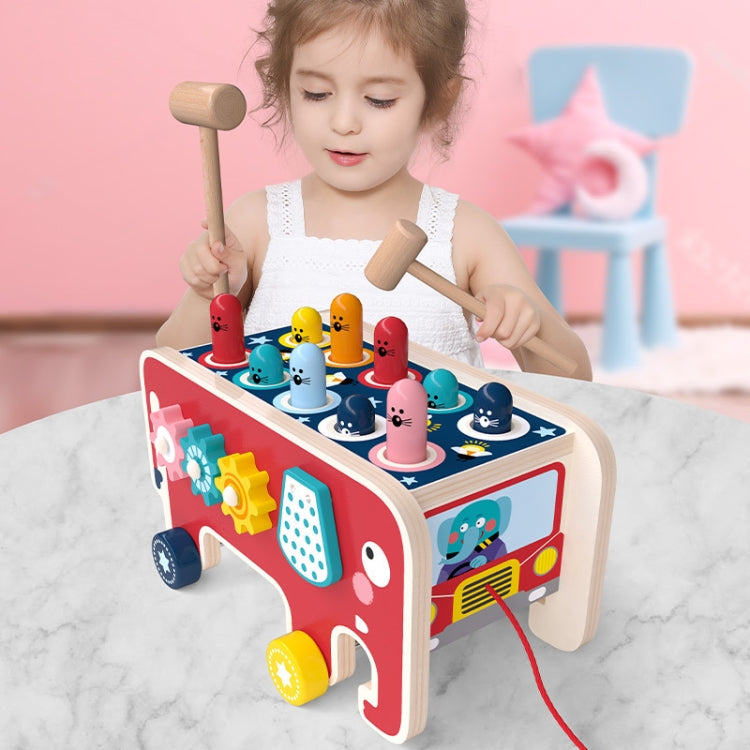 Carrello elefante in legno a percussione per bambini