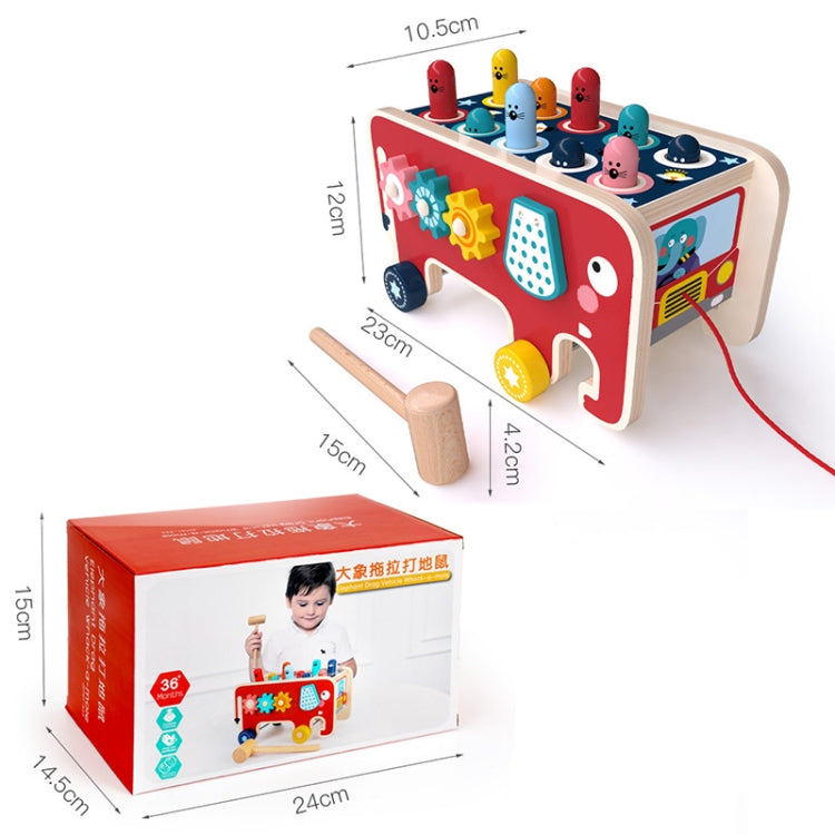 Carrello elefante in legno a percussione per bambini